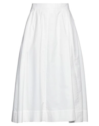 Shop Chloé Woman Midi Skirt White Size 6 Cotton