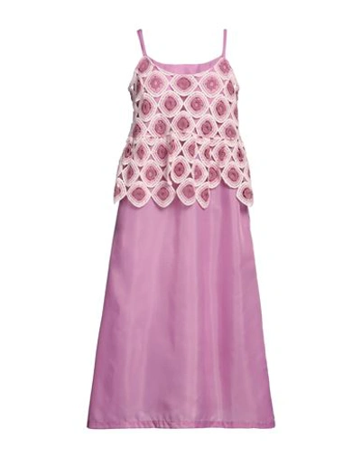 Comme Des Garçons Woman Midi Dress Pink Size S Cotton, Polyester In Pink
