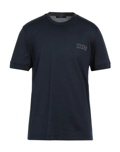 Shop Kiton Man T-shirt Midnight Blue Size Xl Cotton