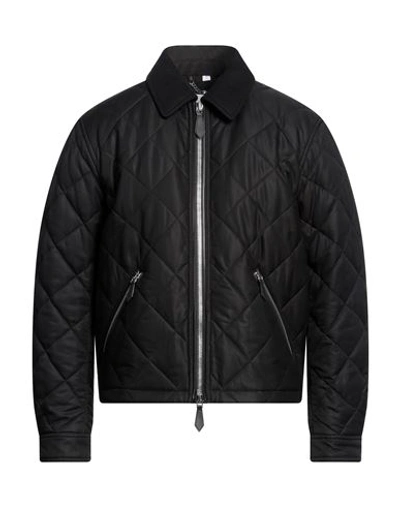 Shop Burberry Man Jacket Black Size S Cotton, Wool