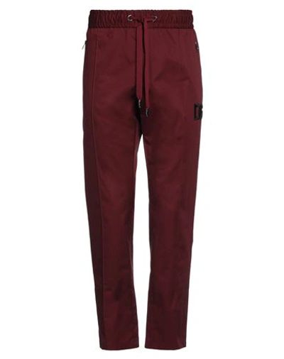 Shop Dolce & Gabbana Man Pants Burgundy Size 34 Cotton, Elastane In Red