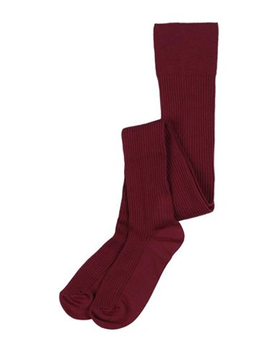 Shop Moncler Woman Socks & Hosiery Burgundy Size Xl Virgin Wool In Red