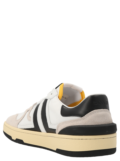 Lanvin Black And White Leather Clay Low Mesh Sneakers In Blanco