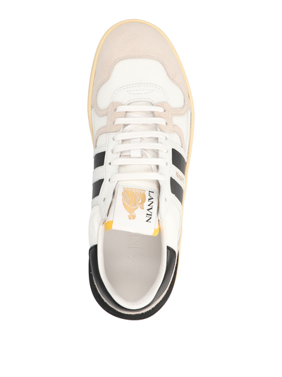 Lanvin Black And White Leather Clay Low Mesh Sneakers In Blanco