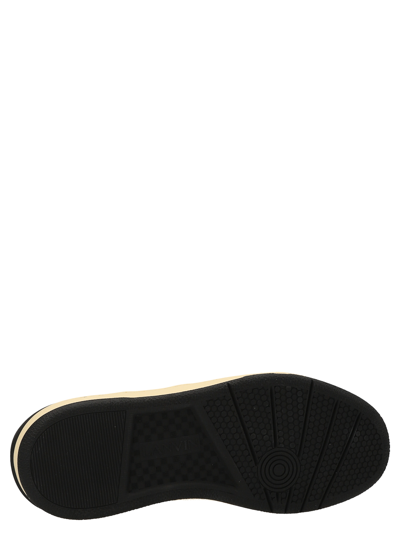 Lanvin Black And White Leather Clay Low Mesh Sneakers In Blanco