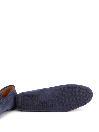 Shop Tod's Suede Driving Loafers In Blue