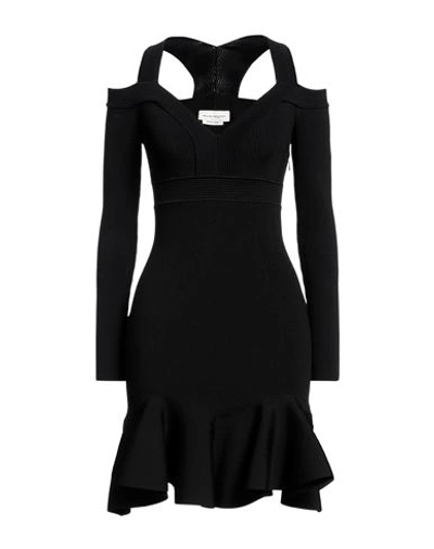 Shop Alexander Mcqueen Woman Mini Dress Black Size L Viscose, Polyester, Polyamide, Elastane
