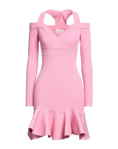 Shop Alexander Mcqueen Woman Mini Dress Pink Size L Viscose, Polyester, Polyamide, Elastane