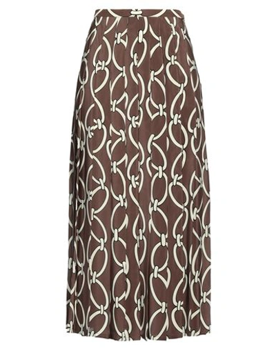 Shop Valentino Garavani Woman Midi Skirt Brown Size 6 Silk
