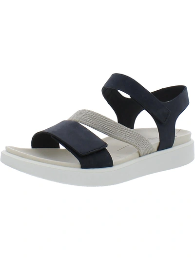 Shop Ecco Flowt 2 Womens Velcro Leather Wedge Sandals In Black