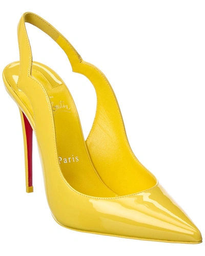 Shop Christian Louboutin Hot Chick Sling 100 Patent Slingback Pump In Yellow