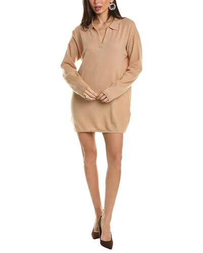 Shop Caara Hailey Cashmere-blend Polo Sweaterdress In Beige