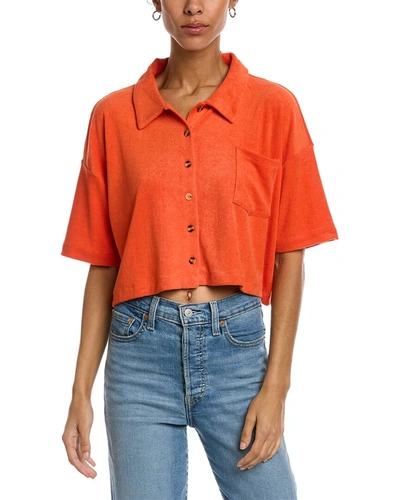Shop Chaser Terry Cloth Cropped Top In Orange