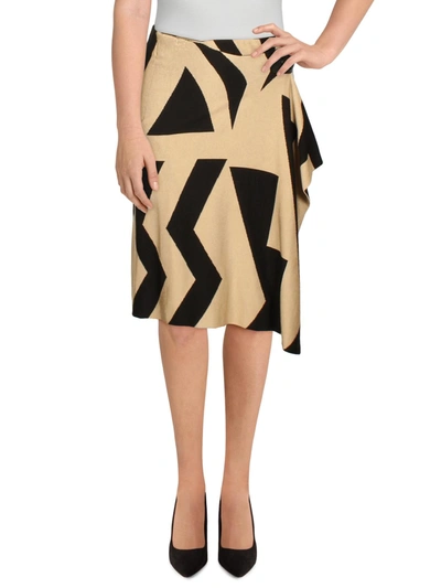 Shop Lauren Ralph Lauren Womens Knit Printed Wrap Skirt In Yellow