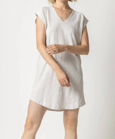 Shop Lilla P V-neck Short Sleeve Raglan Dress In Nickel In Grey