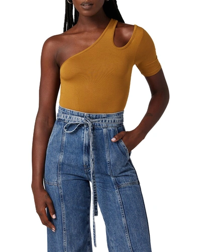 Shop Hudson Jeans Asymmetrical Bodysuit In Beige