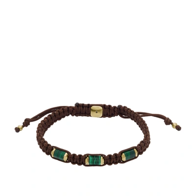 Shop Fossil Men's All Stacked Up Green Malachite Components Bracelet In Black