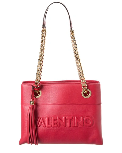 Shop Valentino By Mario Valentino Kali Embossed Leather Shoulder Bag In Red