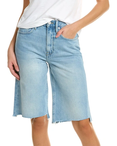 Shop Frame High-rise Zona Wide Leg Bermuda Short Jean In Blue