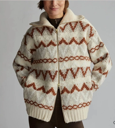 Shop Varley Brooke Fairisle Knit Jacket In Whitecap Mountain Fairisle In Multi