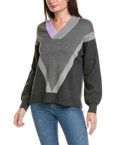 Shop Ost Deep V-neck Sweater In Grey