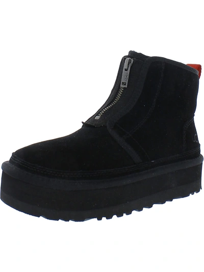 Ugg Neumel Womens Suede Faux Fur Lined Ankle Boots In Black