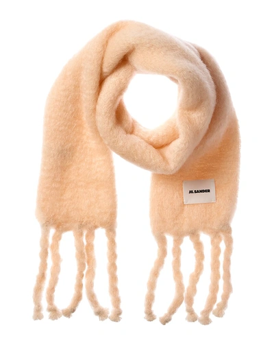 Shop Jil Sander Logo Long Mohair & Wool-blend Scarf In Pink