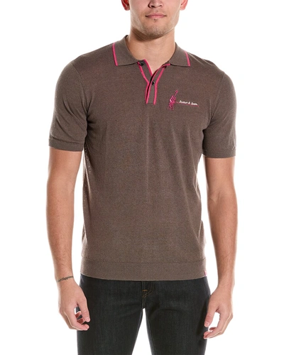 Shop Scotch & Soda Knit Linen-blend Polo Shirt In Brown