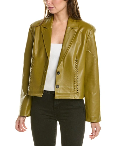 Shop French Connection Crolenda Cropped Blazer In Green