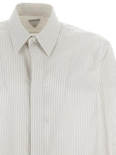 Shop Bottega Veneta Pinstripe Cotton Shirt In White