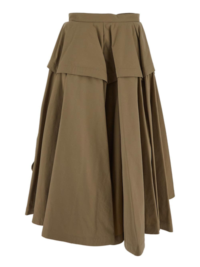 Shop Bottega Veneta Compact Cotton Skirt In Beige