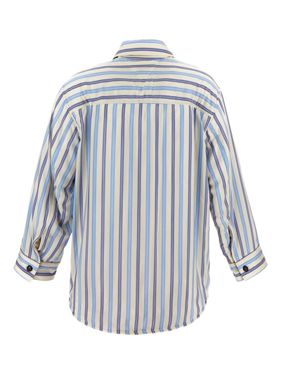 Shop Bottega Veneta Striped Silk Padded Jacket In Multicolor