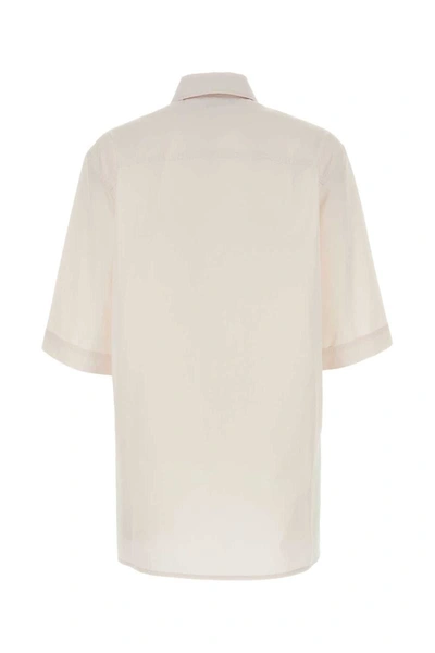 Fendi Poplin Shirt With Folded Sleeves And Lateral Slits In Pink