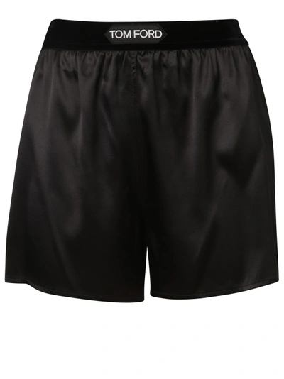 Shop Tom Ford Black Silk Satin Boxer Shorts
