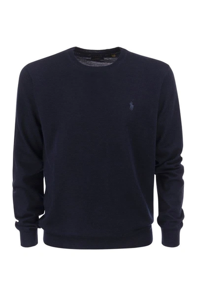 Shop Polo Ralph Lauren Crew-neck Wool Sweater In Blue