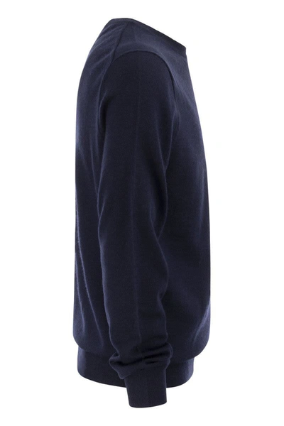 Shop Polo Ralph Lauren Crew-neck Wool Sweater In Blue
