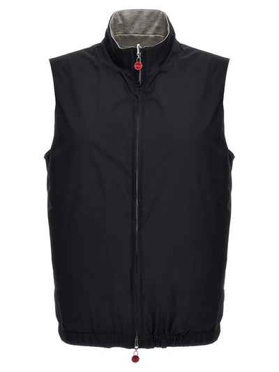 Shop Kiton Reversible Vest Gilet Blue