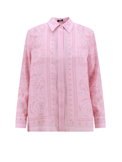 Shop Versace Formal Silk Shirt With Baroque Print