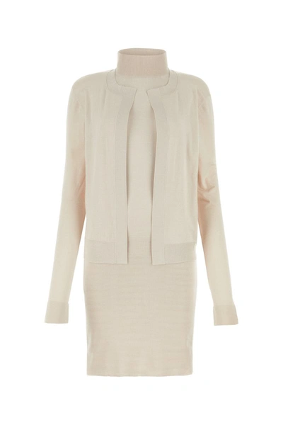 Fendi Light Pink Stretch Silk Blend Mini Dress In Almond