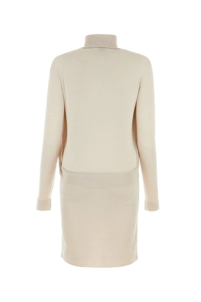 Fendi Light Pink Stretch Silk Blend Mini Dress In Almond