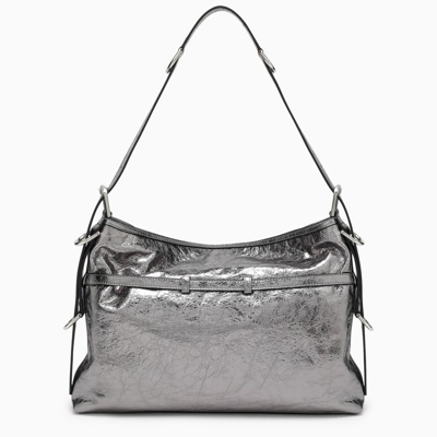 Shop Givenchy Medium Voyou Bag In Silver Laminated Leather Women In Gray