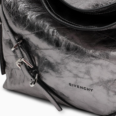 Shop Givenchy Medium Voyou Bag In Silver Laminated Leather Women In Gray