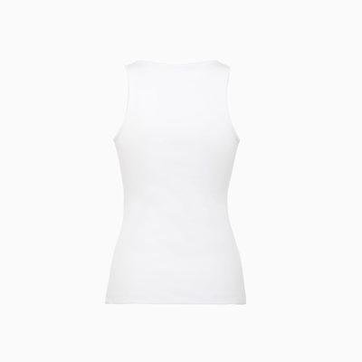 Blumarine Logo-brooch Ribbed Tank Top In Ottico