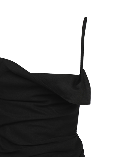 Shop Jacquemus Saudade Asymmetric Draped Mini Dress In Black