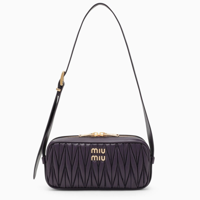 Shop Miu Miu Violet Matelassé Leather Shoulder Bag Women In Purple