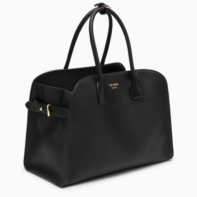 Shop Prada Black Leather Medium Handbag Women In Brown