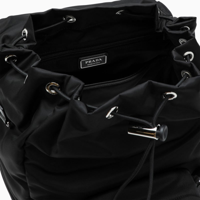 Shop Prada Black Nylon Backpack With Snap Closure Men In Brown