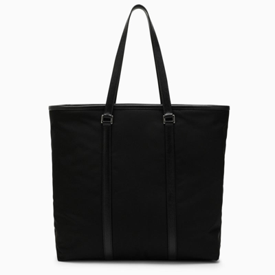 Shop Prada Black Re-nylon And Leather Tote Bag Men In Brown