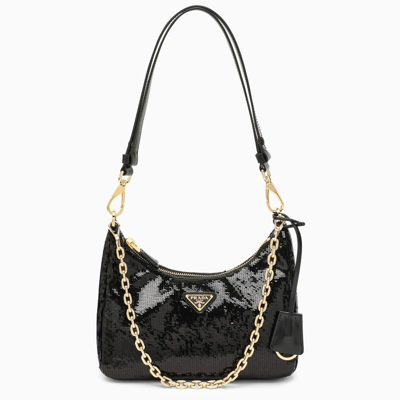 Shop Prada Re-edition Black Mini Bag Women In Brown