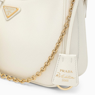 Shop Prada Re-edition 2005 White Leather Bag Women